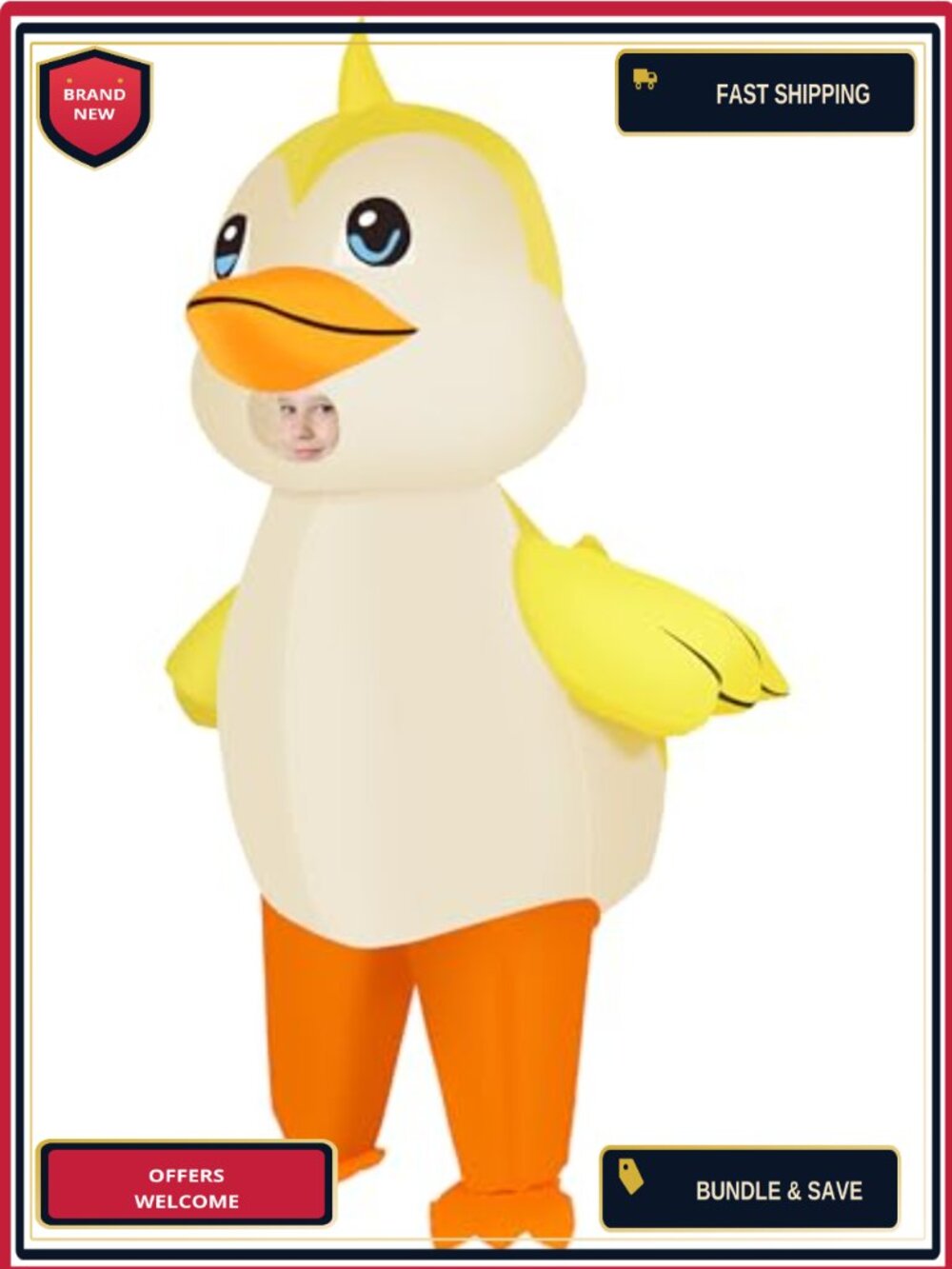 Inflatable Duck Costume Adult One Size Fits Most Fan Operated Jumpsuit